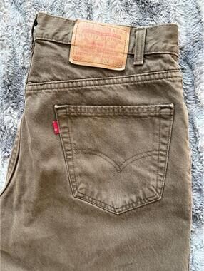 Vintage 2001 Blank Tab Levi 550 Relaxed Fit Jeans in Olive Denim W34xL30 US Made